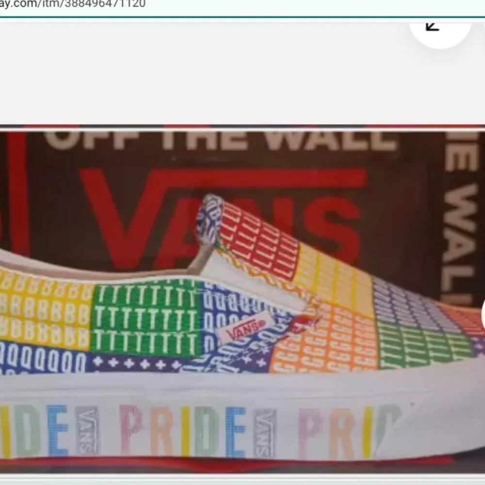 Vans Men's 9.5/Women's 11 Slip-On Pride Rainbow Multi/True White LGBTQ
